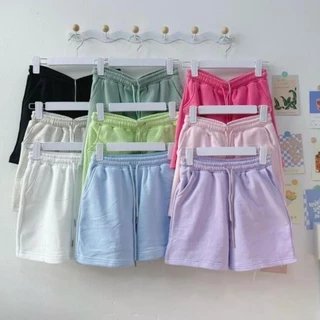 Quần short đùi nữ màu trơn chất nỉ cotton