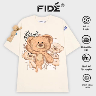 Áo thun FIDE TEEDY phông cotton unisex form rộng - Áo phông oversize cổ tròn áo đính gấu đẹp  (TẶNG KÈM GẤU) AT018