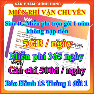 [Miễn phí 12 tháng] Sim vietnamobile data 4G vào mạng 1 năm không cần nạp tiền 5GB/Ngày 150 GB/tháng giá rẻ - giảm giá s
