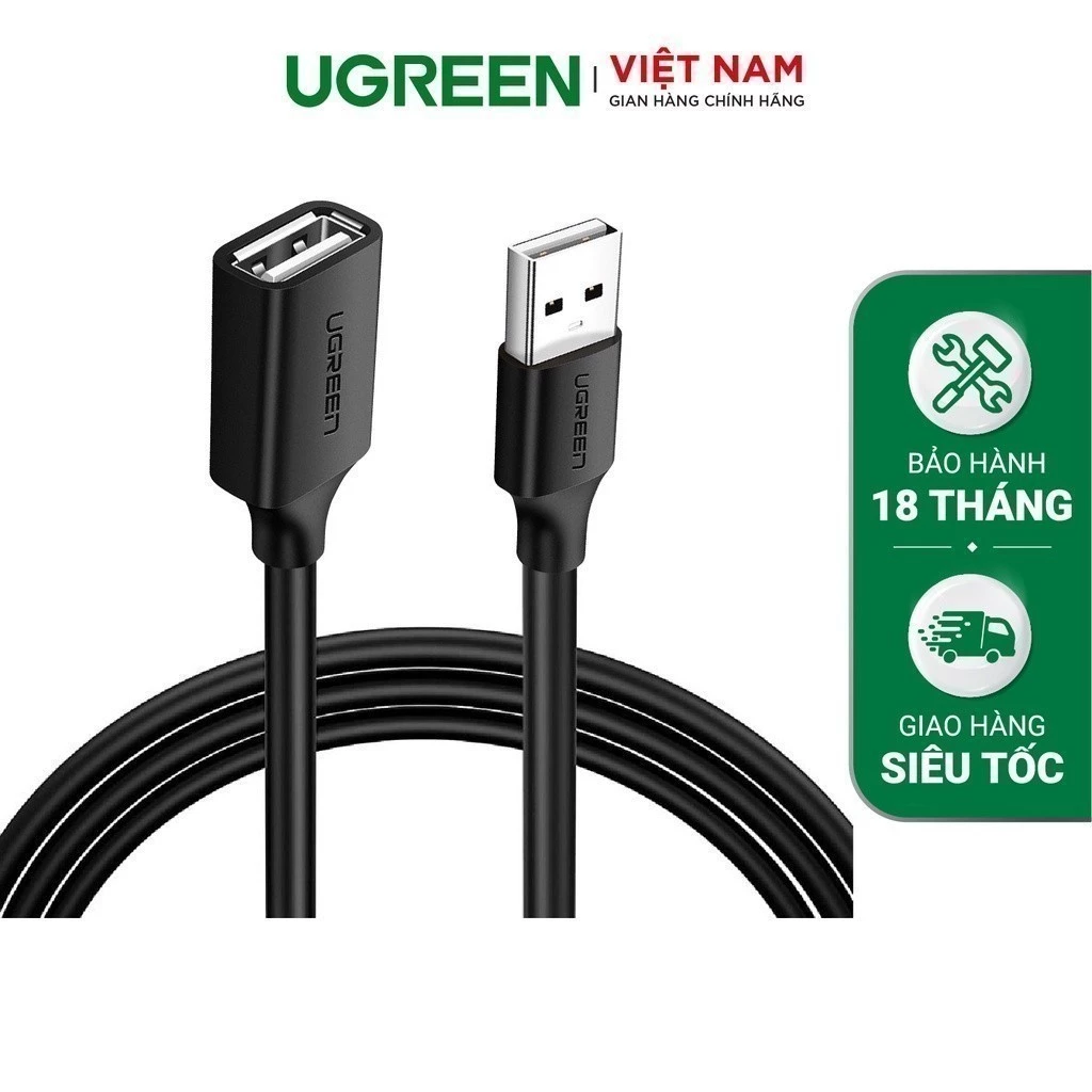 Dây nối dài USB 2.0 UGREEN US103 | Tốc độ truyền dữ liệu lên đến 480Mbps | Tương thích rộng| BH 18 tháng 1 đổi 1 10314