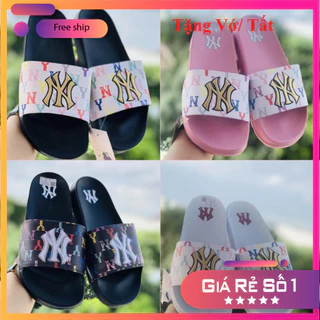 Dép unisex 𝗡𝗬 ❤️TẶNG VỚ❤️ dép mlb bóng chày quai ngang thể thao nữ Thêu NY-NY