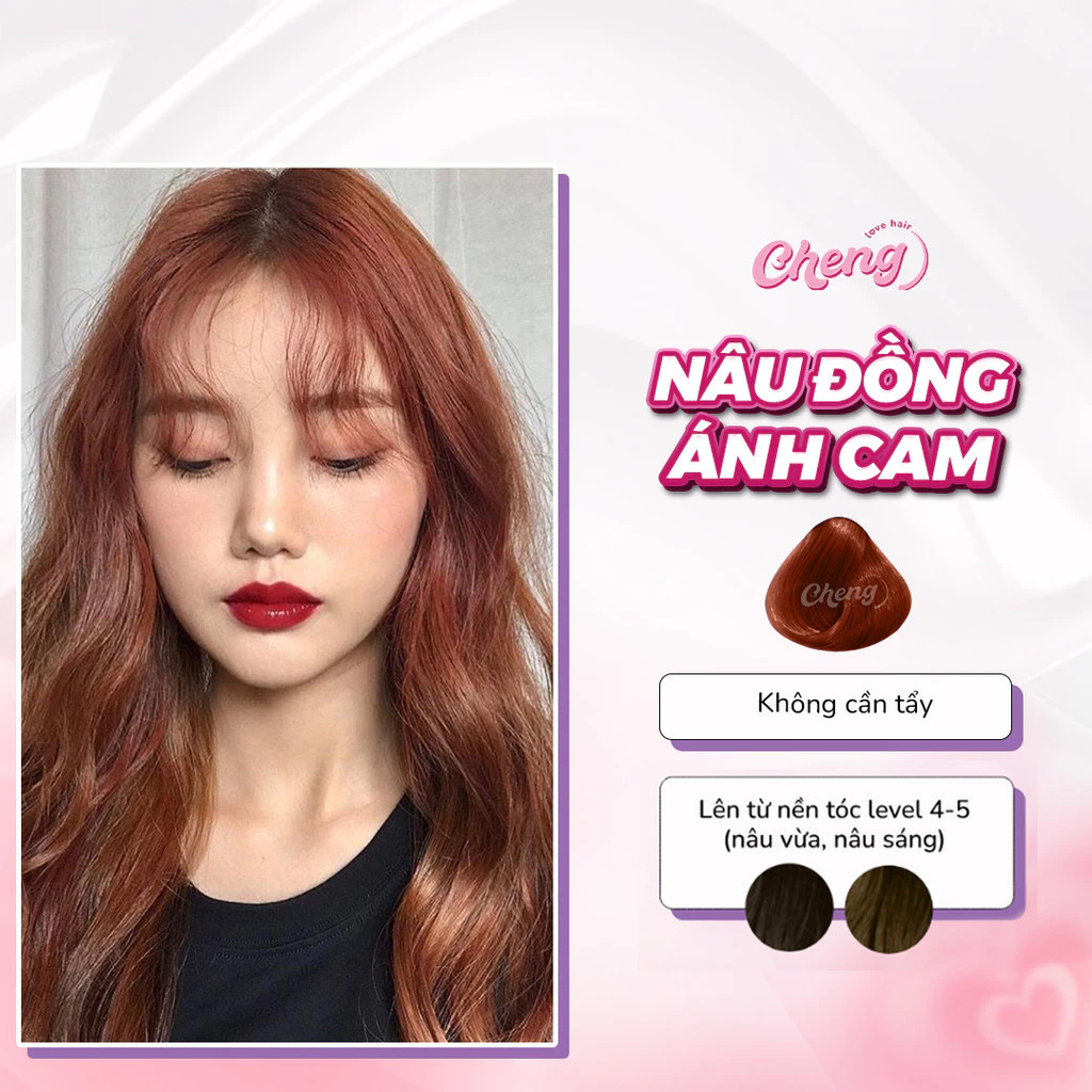 Thuốc Nhuộm Tóc Màu NÂU ĐỒNG ÁNH CAM Không Tẩy | Chenglovehair, Chenglovehairs