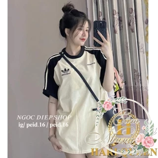 Áo thun tay lỡ nam nữ logo thêu Das CAMNHUNG - Áo phông  chất cotton dày dặn Freesize form rộng 65kg hottrend cháy phố