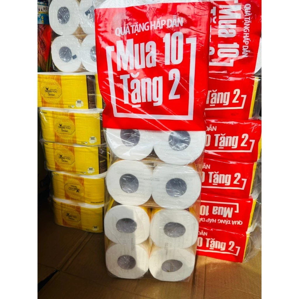 Lốc 10 Cuộn Giấy Vệ Sinh Cao Cấp Bless You Lamour Tặng Thêm 2 Cuộn - 740 ( số lượng có hạn) -G35