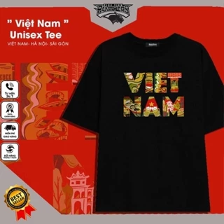 Áo thun màu đen trắng in hình Việt Nam, Hà Nội, Sài Gòn cực yêu nước, cực trendy