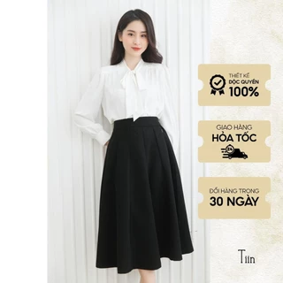 Chân váy dáng dài , cạp chun sau dáng xoè ly chất liệu tuyết mưa, hàng thiết kế by TIIN STORE CHD041