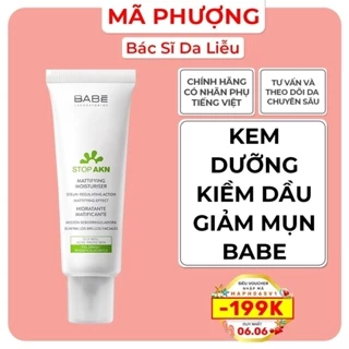 Kem dưỡng kiềm dầu giảm mụn BABE Stop Akn Mattifying Moisturiser