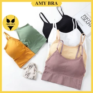 Áo Bra Tập Gym, Bra Nữ 2 Dây Chất Cotton Dày Dặn - Áo Ngực Không Gọng Dáng Lửng AMYBRA  B828