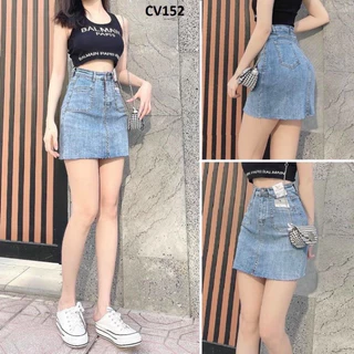 chân váy jeans lưng cao co giãn tốt xịn đẹp ( hình thật kèm video)