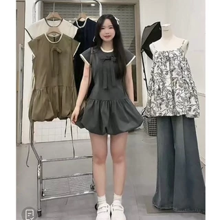 Váy bí nơ phối ren phong cách tiểu thư Hàn Quốc xinh xắn V06