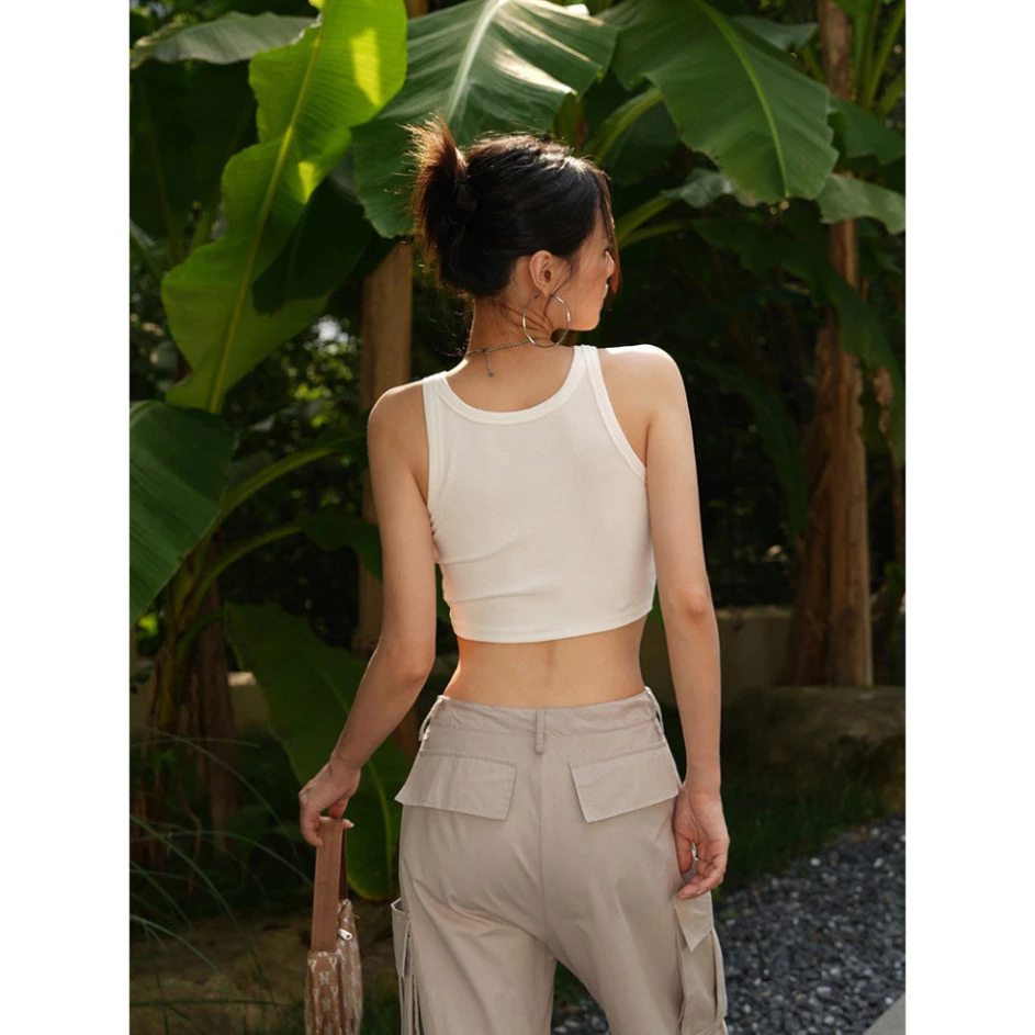 Áo ba lỗ nữ, áo 3 lỗ croptop nữ cổ tròn chất thun tăm sát nách màu trơn cho nữ, thoáng mát A01 Harumi Fashion