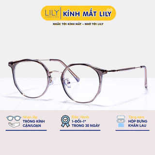 Kính mắt nữ cao cấp Lilyeyewear mắt tròn to cá tính càng kính mảnh màu sắc thời trang 22641