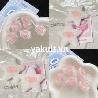 🎀 yakult 🎀Kẹp Tóc Hình Ngôi Sao / Trái Tim Bằng Lông Nhung Dễ Thương Xinh Xắn