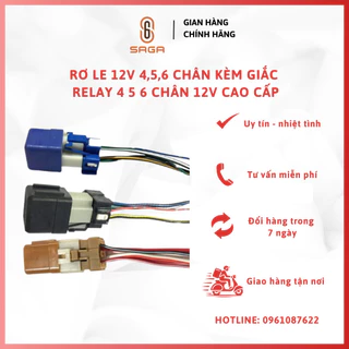 Rơ le 12v 4,5,6 chân kèm giắc. Relay 4 5 6 chân 12v cao cấp.