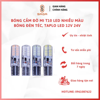 Bóng cắm đờ mi T10 led nhiều màu. Bóng đèn téc,  taplo led 12v 24v.