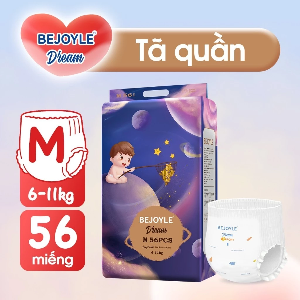 Bejoyle Tã Bỉm quần cao cấp nhẹ siêu khô thoáng cho trẻ sơ sinh Size NB50/S60/M56/L52/XL48/XXL44/XXXL40/XXXXL38