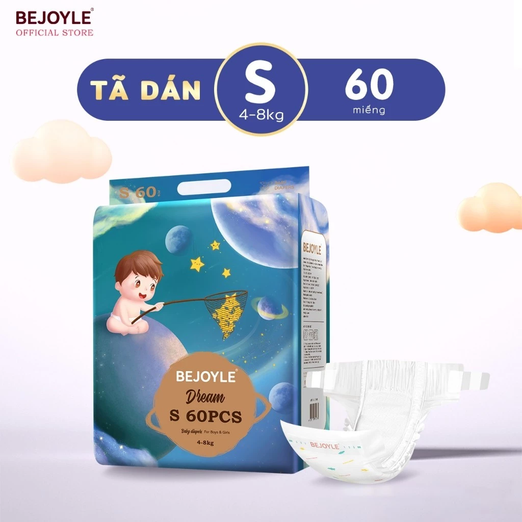 Tã quần Bejoyle Bỉm quần cao cấp mỏng nhẹ siêu khô thoáng cho trẻ sơ sinh Size S60/M/L/XL/XXL/XXXL Mỏng  Thấm Hút Thoáng