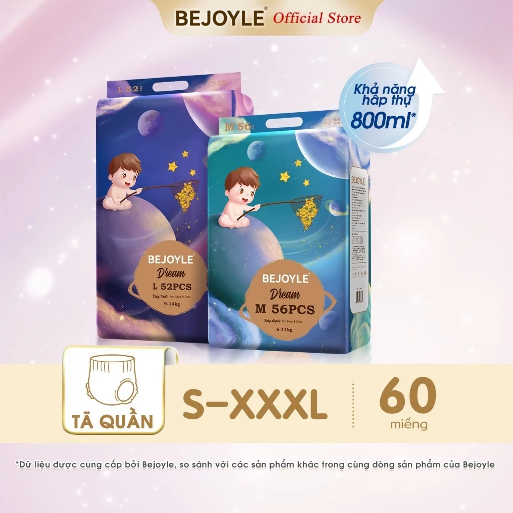 Tã/bỉm quần dán Bejoyle/Premium chống tràn hiệu quả đủ size NB/S/M/L/XL/XXL/XXXL/XXXXL cho bé từ