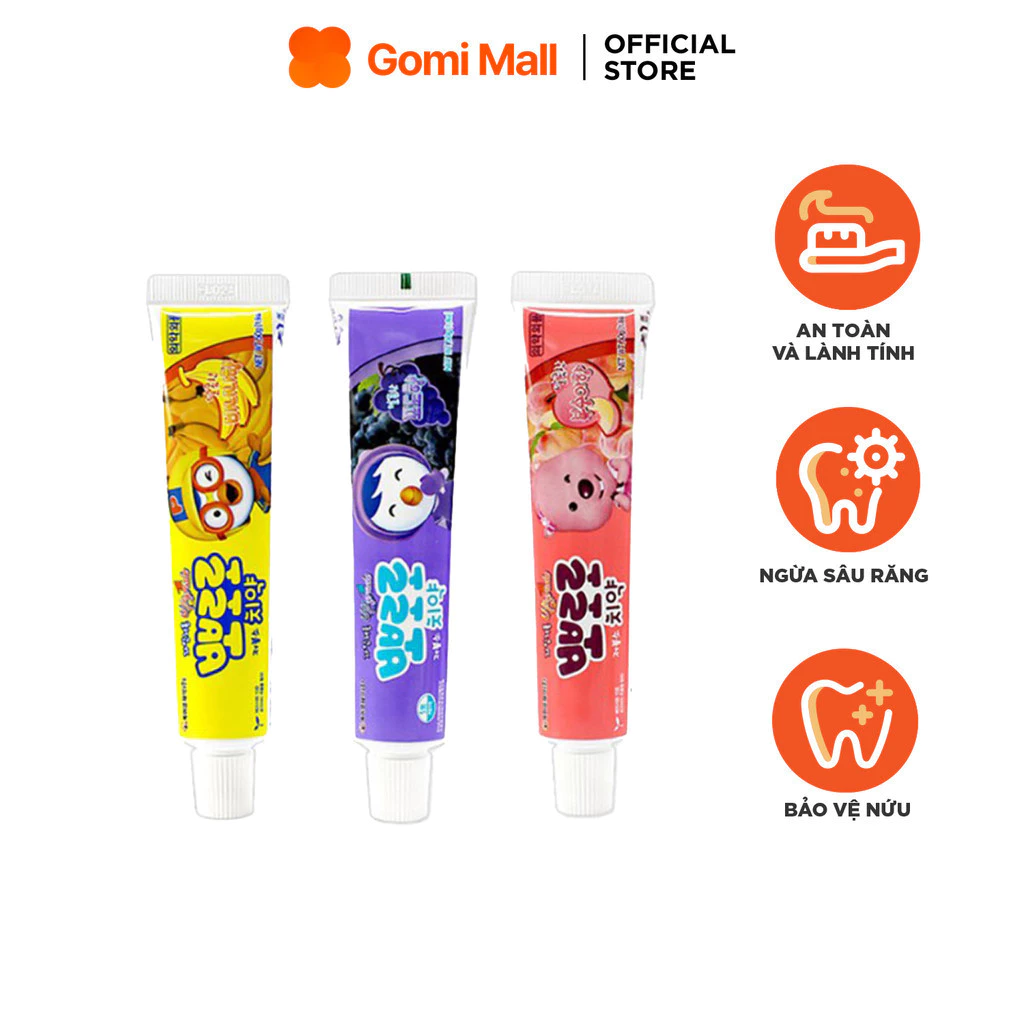 Kem Đánh Răng Không Chứa Florua Cho Trẻ Em Pororo Toothpaste 50g Gomi Mall