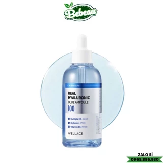 Serum HA Wellage Real Hyaluronic Blue Ampoule 100 cấp ẩm chuyên sâu căng bóng làn da 75ml - Bebeaumall