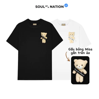 Áo Thun Gấu Nhồi Bông Soul of a Nation unisex CAO CẤP form basic, dễ thương, đáng yêu M.I.A - Đen/Trắng