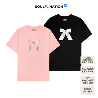 Áo Thun - ĐÍNH RUY BĂNG NƠ LỚN Soul of a Nation unisex CAO CẤP form basic, dễ thương, đáng yêu DESTINY