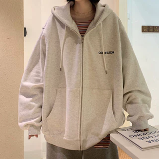 Áo khoác nữ form rộng hoodie zip, áo hoodie nữ khoác ngoài kéo khóa zip nỉ bông mùa đông hàn quốc unisex 2023