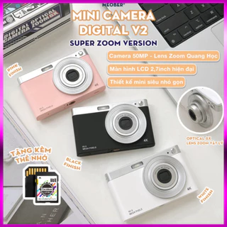 [Tặng thẻ nhớ] Máy Chụp hình mini digital v2 50MP Super Zoom, quay phim 4K, video slow-mo, lens zoom vật lý 4X by Meober