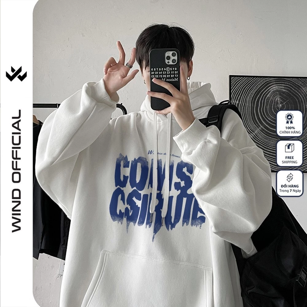 Áo hoodie unisex form rộng WIND COMRS bản Premium nỉ ngoại nam nữ oversize