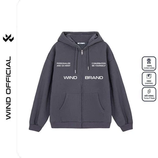 Áo khoác zip WIND AWAY form rộng Unisex Hoodie dây kéo nỉ bông thơi trang nam nữ oversize