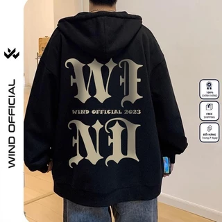 Áo khoác nỉ zip WIND 2023 form rộng Unisex Hoodie dây kéo nỉ bông thơi trang nam nữ oversize