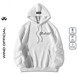 Áo hoodie unisex form rộng W WIND Acc nỉ Bông thời trang nam nữ oversize