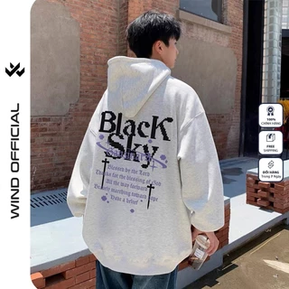 Áo Hoodie nỉ bông form rộng unisex Wind Balck thời trang thu đông oversize