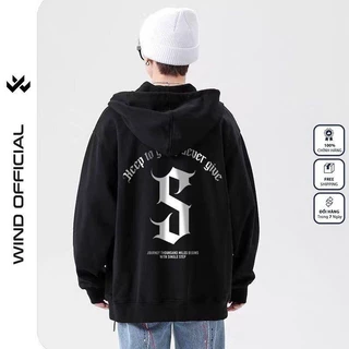 Áo khoác nỉ zip CHỮ S form rộng Unisex Hoodie dây kéo nỉ bông thơi trang nam nữ oversize