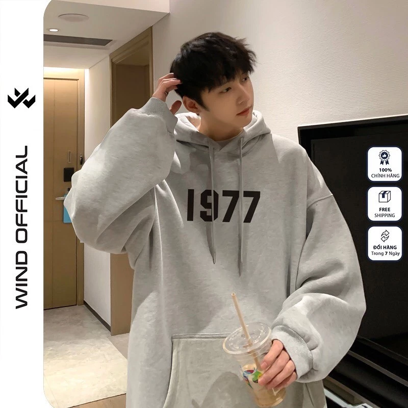 Áo hoodie unisex form rộng WIND 1977 bản Premium nỉ ngoại nam nữ oversize ulzzang