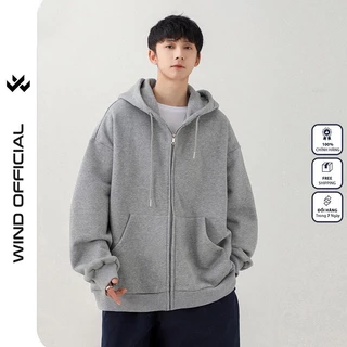 Áo khoác Nỉ zip WIND unisex form rộng Trơn hoodie dây kéo thời trang nam nữ oversize ulzzang