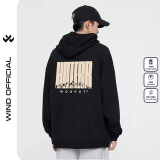 Áo hoodie Unisex form rộng WIND WOOPUT nỉ bông thời trang nam nữ oversize ulzzang