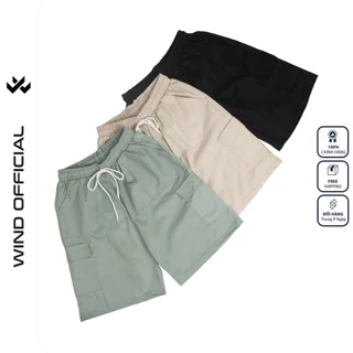 Quần short ngố kaki túi hộp Wind unisex Trơn sort nam nữ phong cách ulzzang