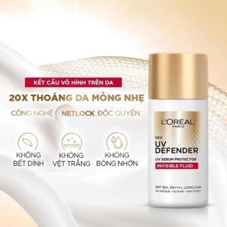 Kem chống nắng x20 thoáng da mỏng nhẹ L'Oreal Paris UV Defender Serum SPF 50+++ Size 50ml