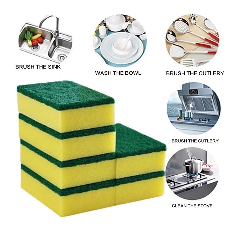 Combo Miếng cọ rửa chén bát xanh vàng tiện dụng - Miếng bọt biển cọ rửa xoong nồi