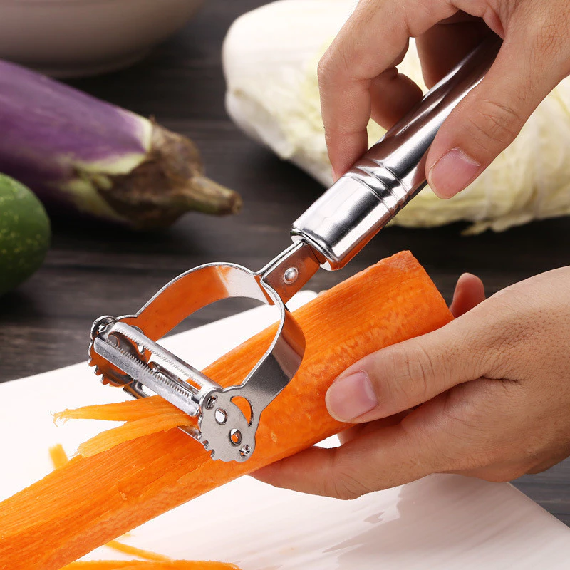 Nạo sợi bào vỏ Inox 3in1/ Dụng cụ nạo rau của quả đa năng Nạo củ quả inox đa năng 3 trong 1 có thể bào sợi