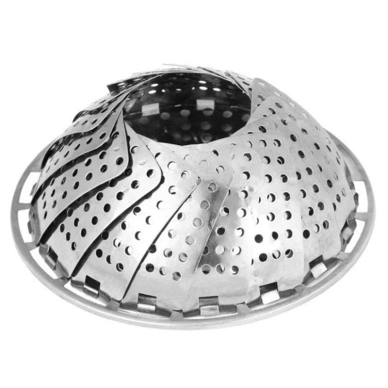 Rổ hấp Inox 304 gấp gọn, dùng hấp thực phẩm tiện lợi