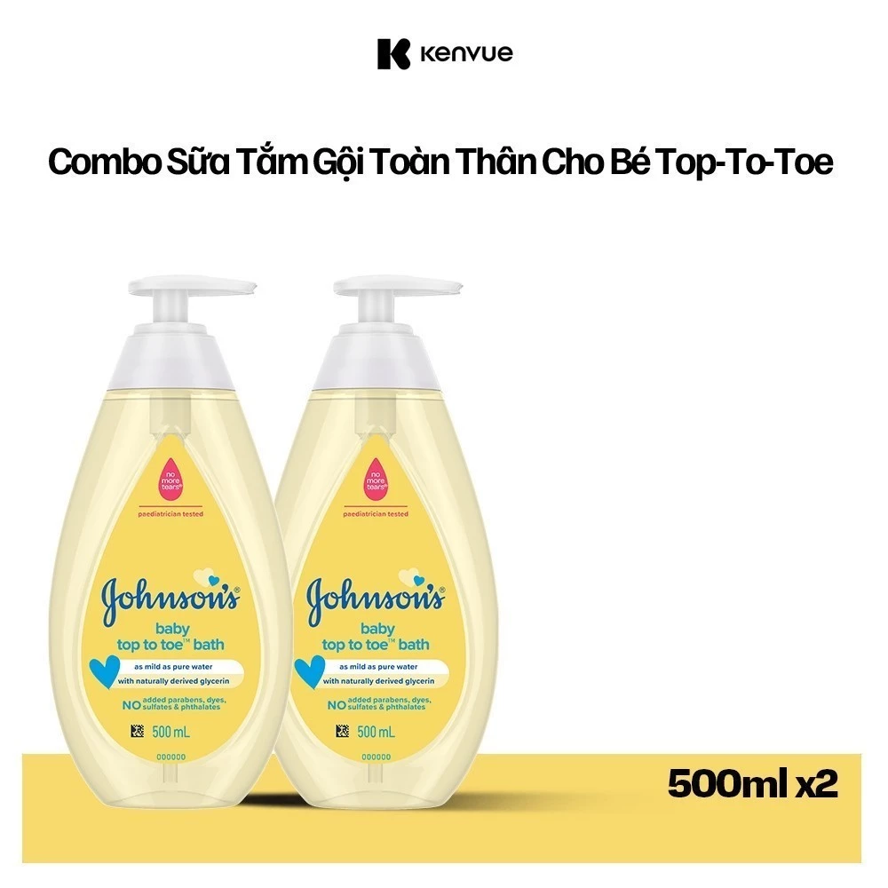 [CHỈ CÒN 186K SAU VOUCHER] Combo 2 Sữa tắm gội toàn thân Johnson's baby Top to toe 500ml x2