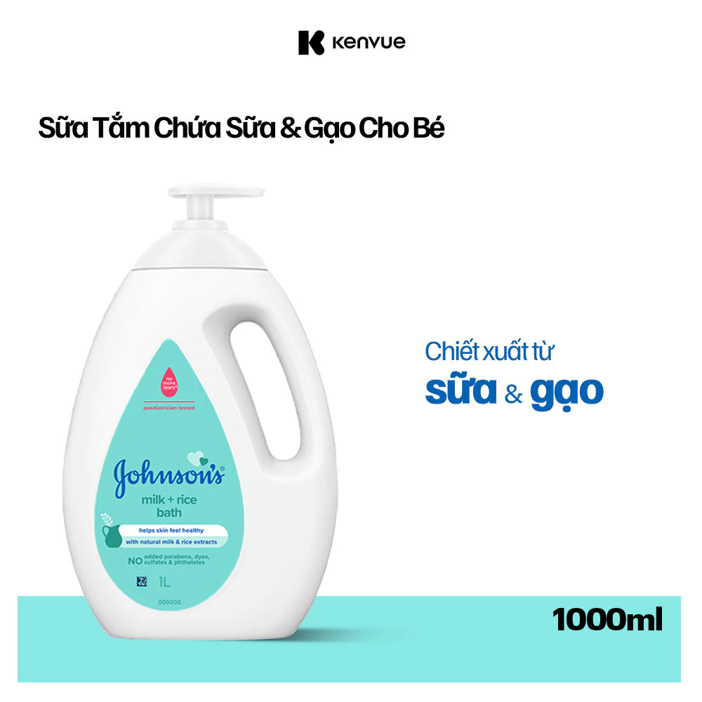 [CHỈ CÒN 143K SAU VOUCHER] Sữa tắm Johnson's chứa sữa và gạo 1000ml