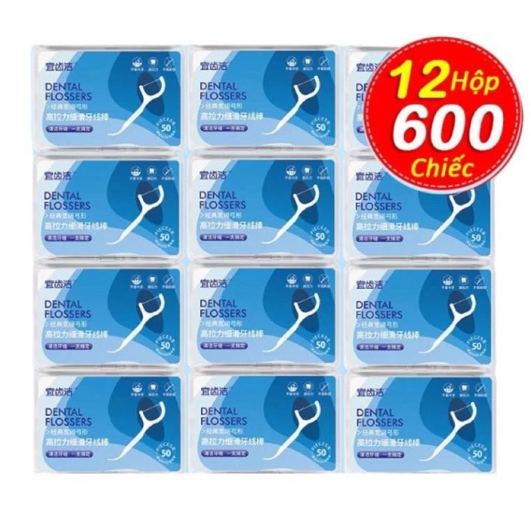 Combo 12 Hộp Chỉ Tăm Nha Khoa (50 Chiếc/Hộp) Xỉa Răng Vệ Sinh Bảo Vệ Răng Miệng Sạch Sẽ