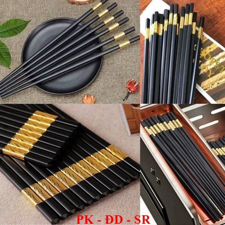 Bộ 10 Đôi Đũa Ăn Hợp Kim Đầu Bọc Vàng - Siêu Rẻ