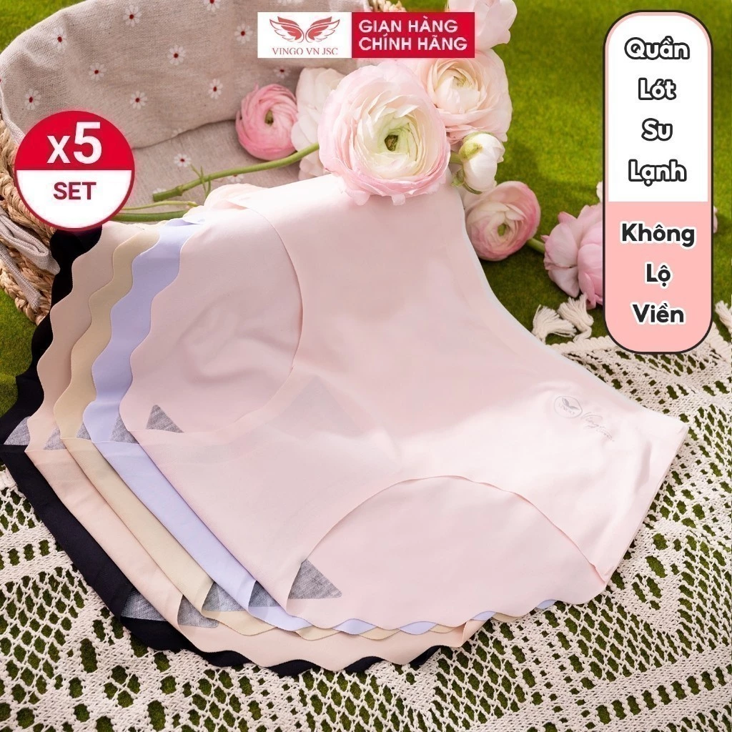 Set 5 quần lót nữ su lạnh không đường may không lộ viền VINGO kháng khuẩn hàng Việt Nam CB39 VNGO