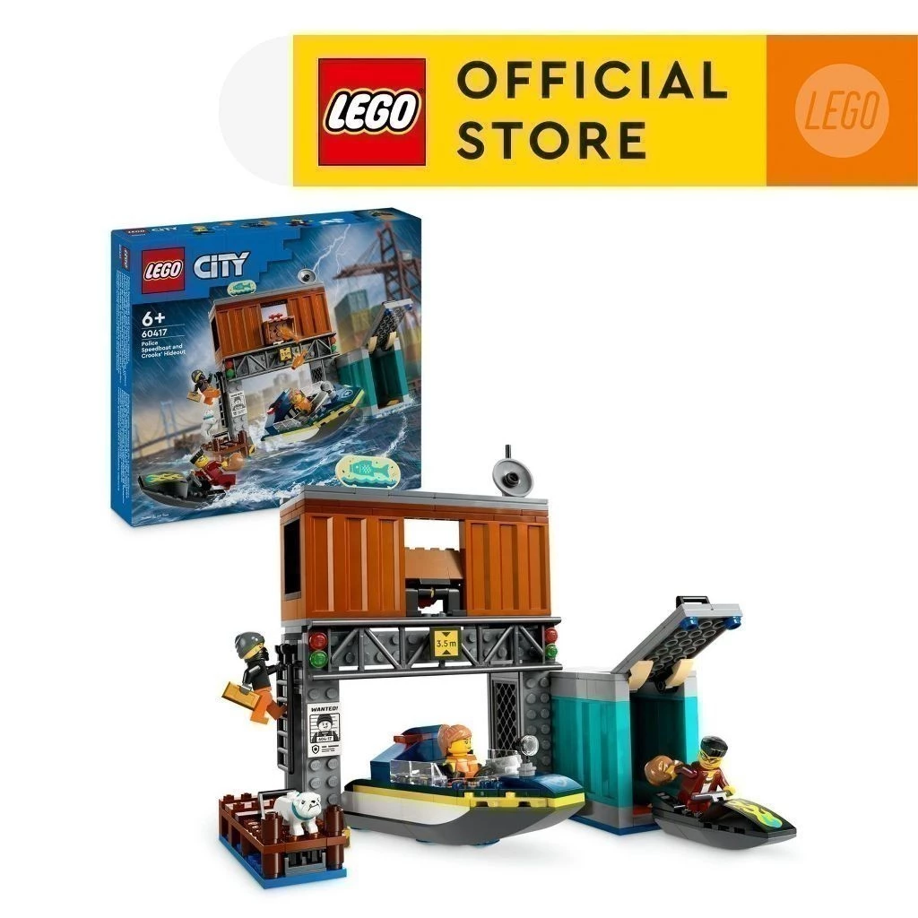 LEGO CITY 60417 Đồ chơi lắp ráp Tàu cảnh sát và hang ổ tội phạm (311 chi tiết)