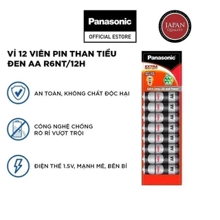 Vỉ 12 viên Pin than tiểu đen AA Panasonic R6NT/12H - Hàng Chính Hãng