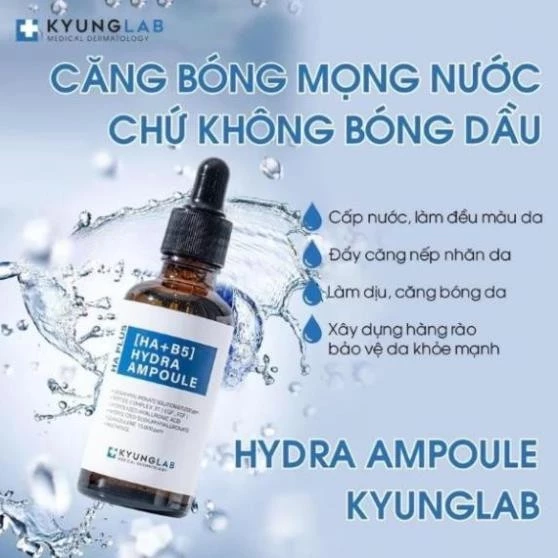 Serum HA B5 , Serum HA+B5 Kyung Lab giúp căng bóng da tức thì cải thiện tình trạng da khô, bóng tróc, làm đều màu da